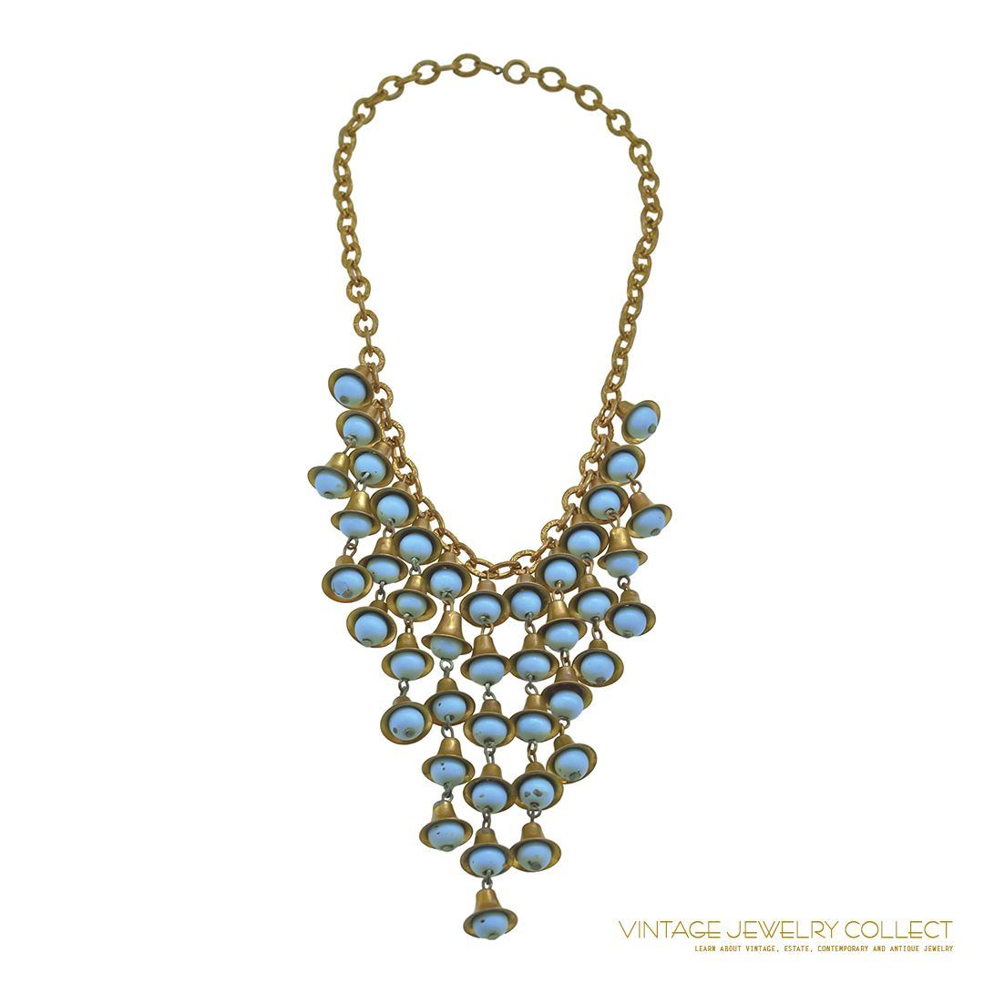 Vintage Haskell Bib Necklace with Bell-Shaped Drops
