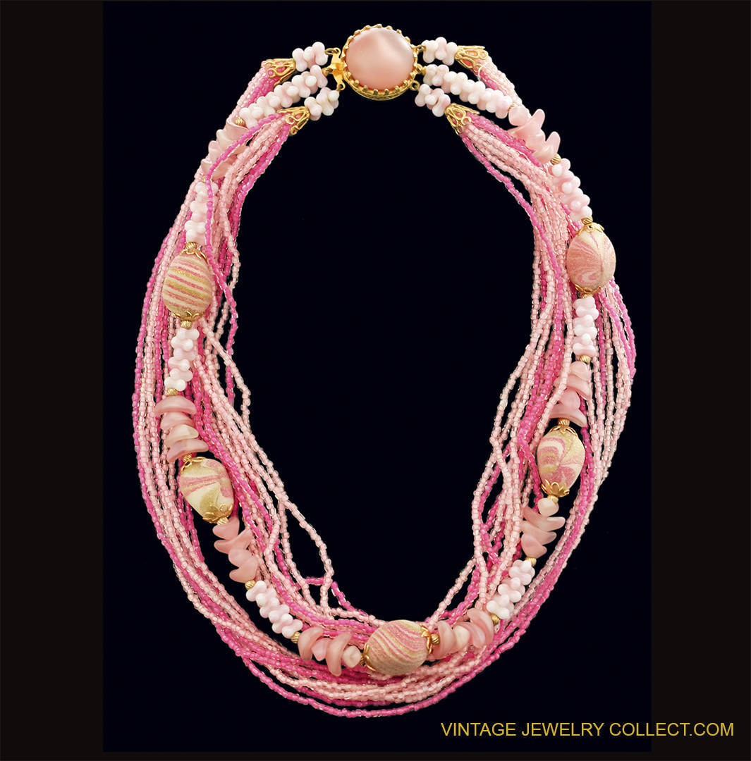 Vintage Art Glass Torsade Necklace 2