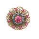 Vintage Blue Topaz and and Pink Rhinestone Open Metalwork PIn