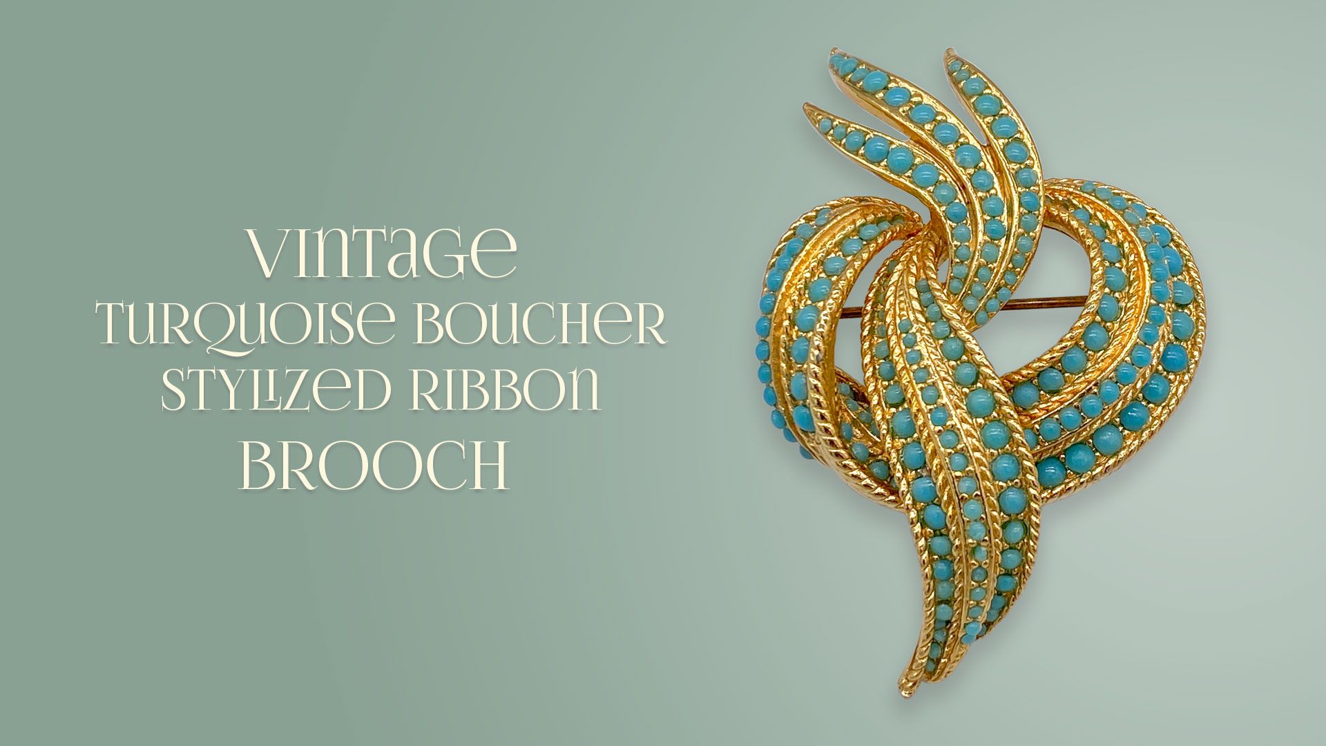 Vintage Turquoise Boucher Stylized Ribbon Brooch