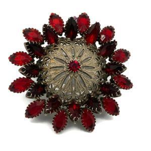 large red rhinestone brooch