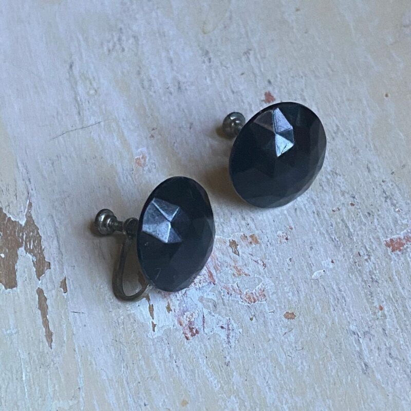 Cute little Faceted Resin Button Screw Back Earrings