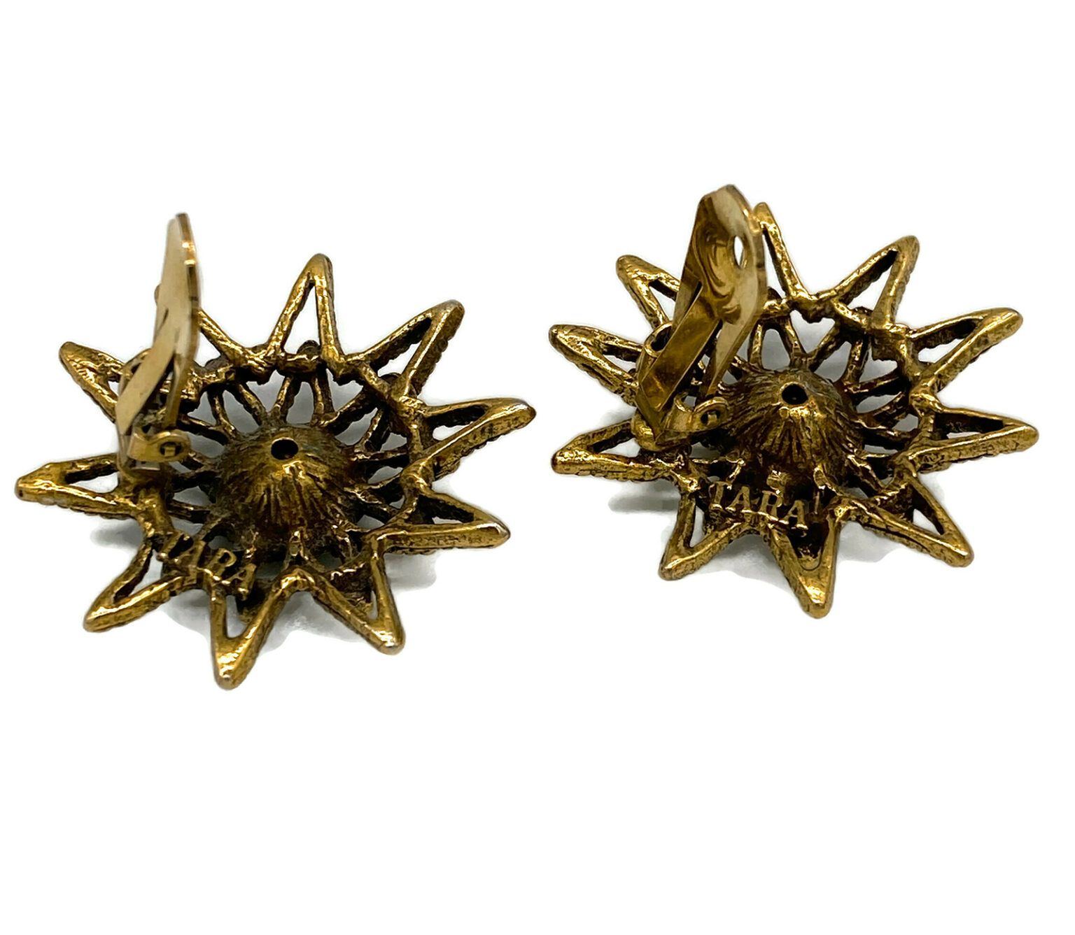 Large Star Shaped Rhinestone Earrings by Tara