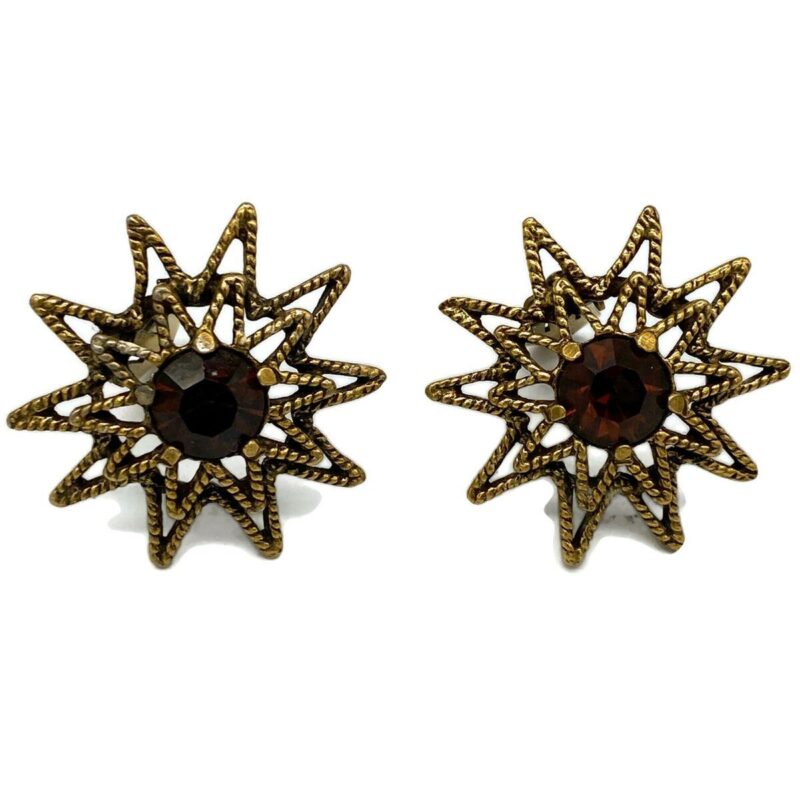 Large Star Shaped Rhinestone Earrings by Tara
