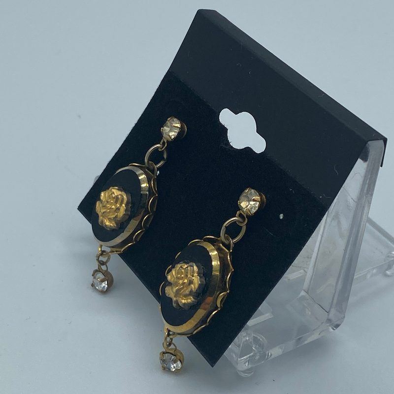 Victorian Revival Faux Rose Cameo Dangle Earrings