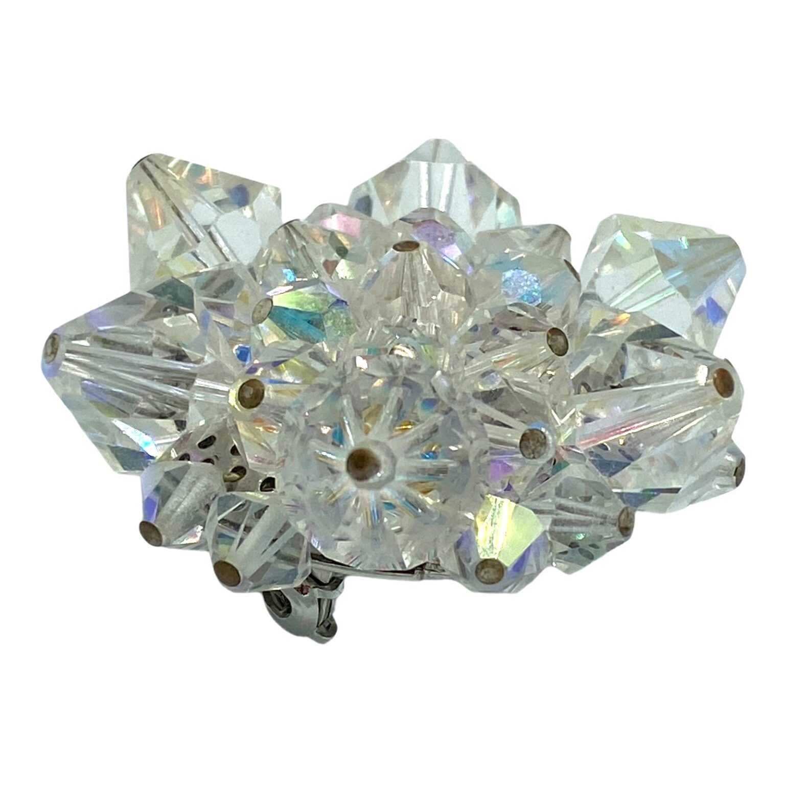 Vintage Aurora Crystal Bead Brooch Pin