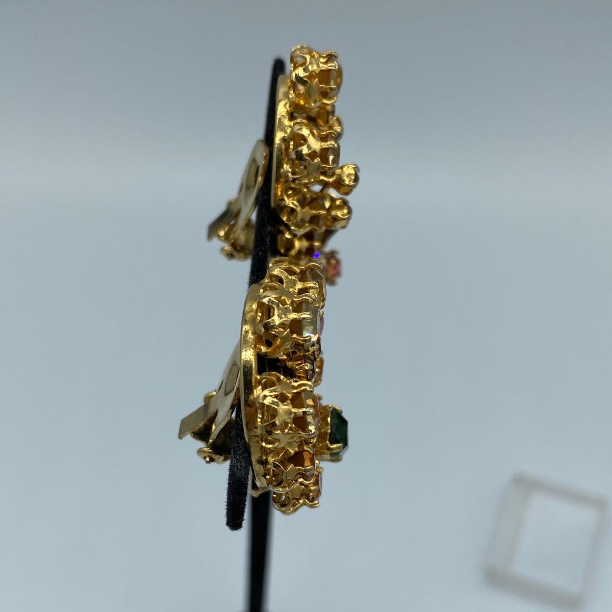 Vintage Austrian-Style Amber Color Rhinestone Earrings