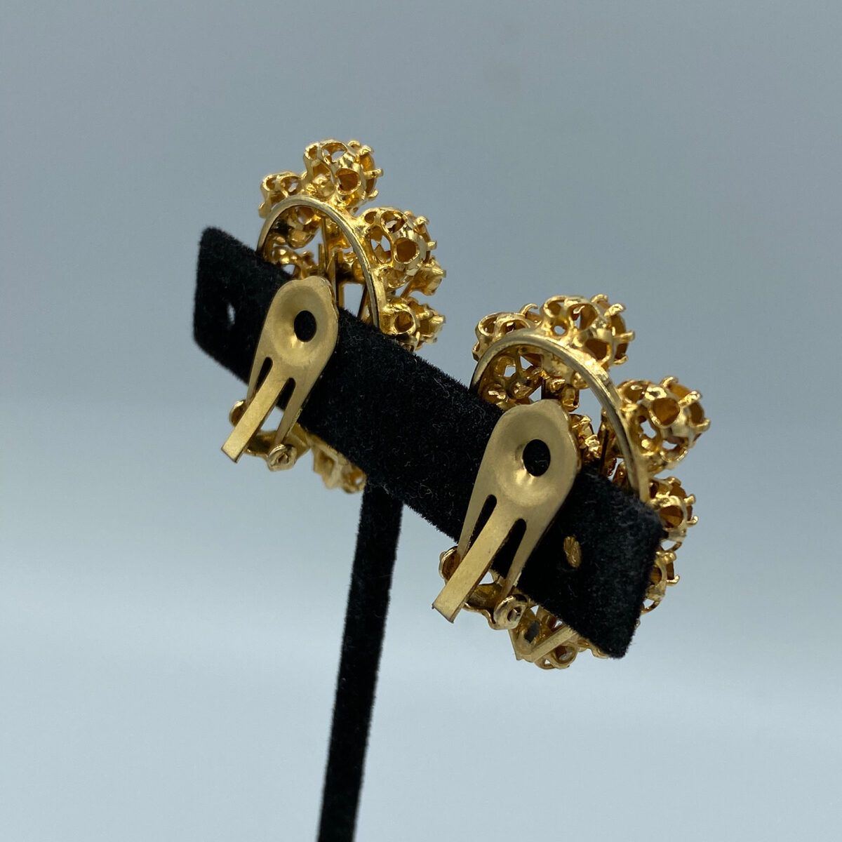 Vintage Austrian-Style Amber Color Rhinestone Earrings