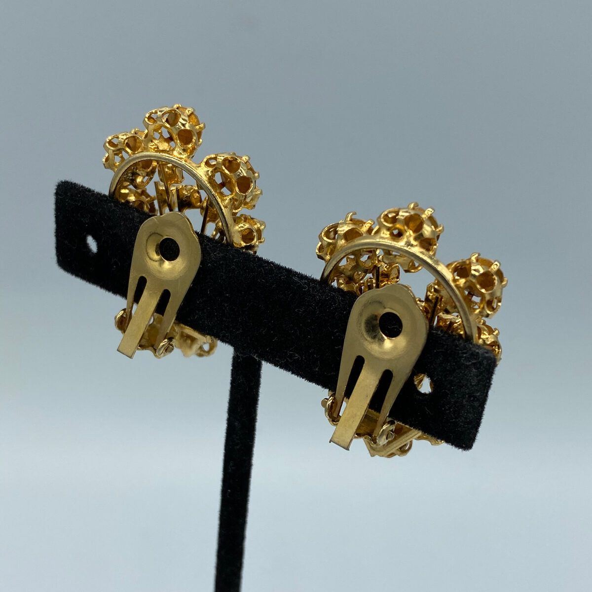 Vintage Austrian-Style Amber Color Rhinestone Earrings