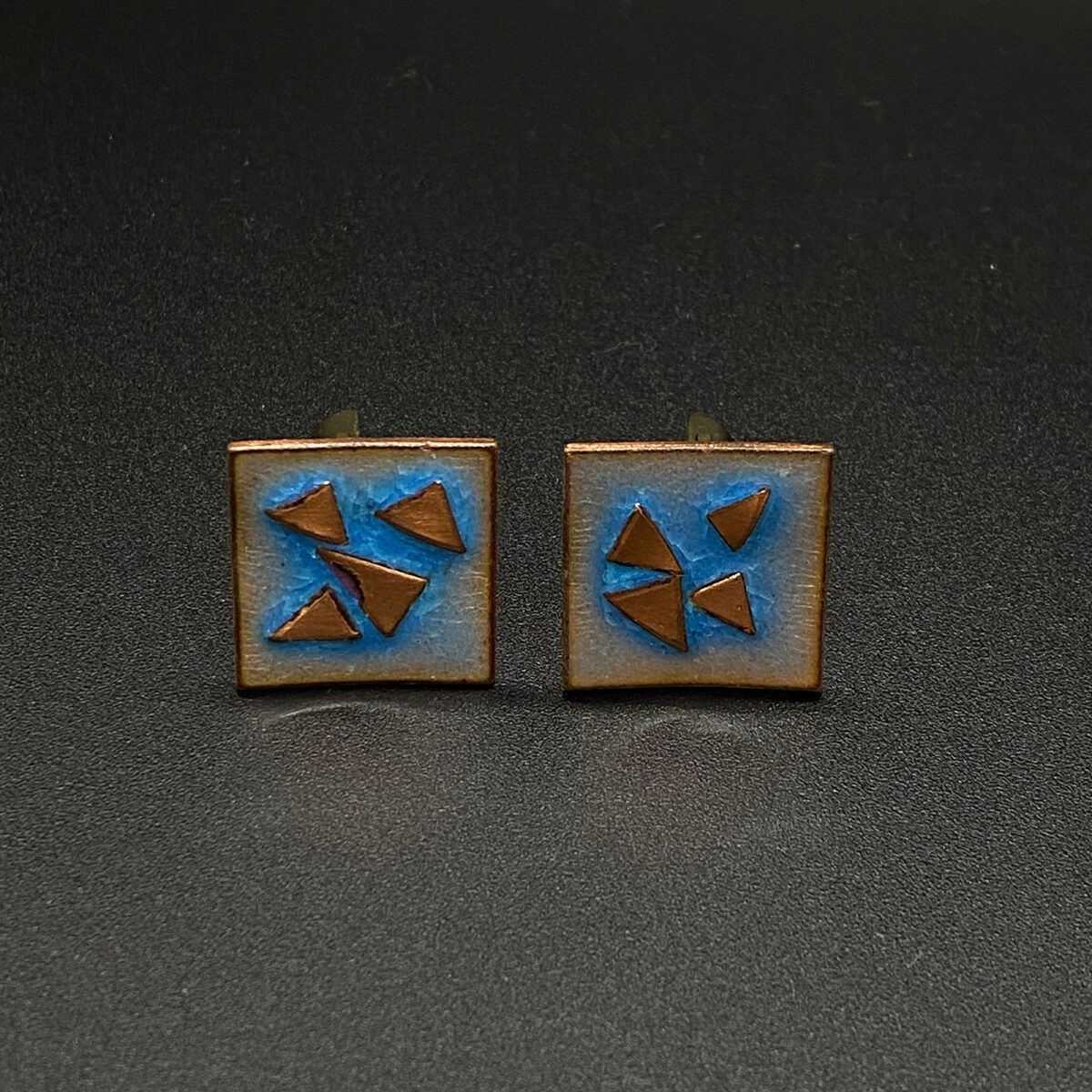 Vintage Copper Enamel Cuff Links