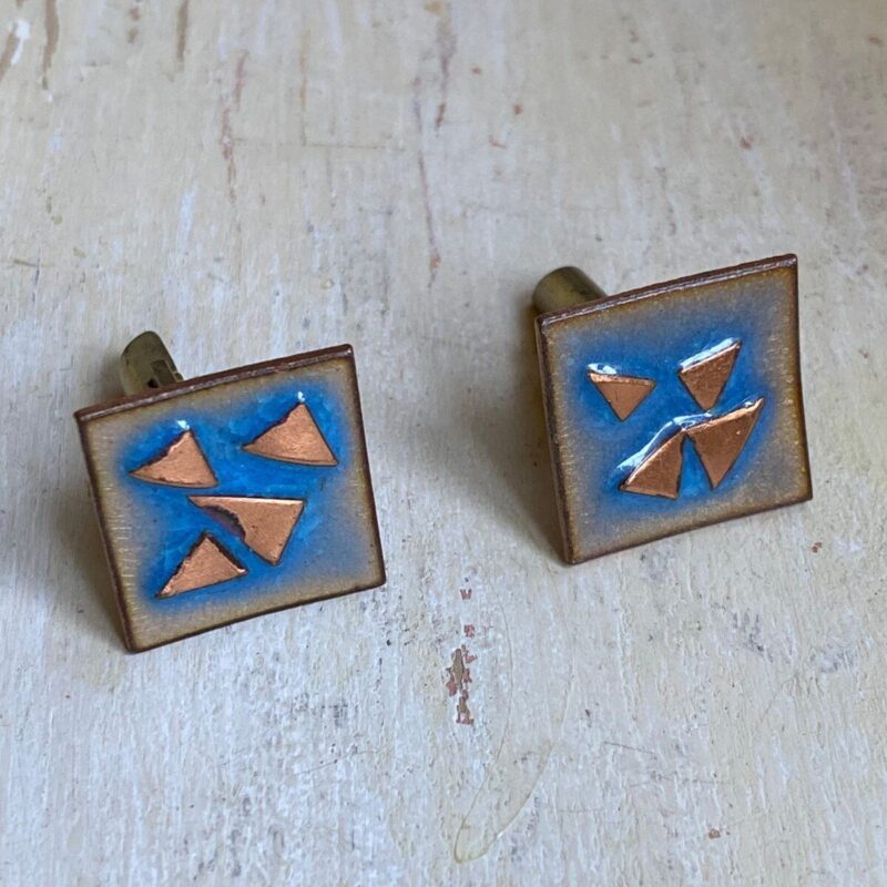 Vintage Copper Enamel Cuff Links