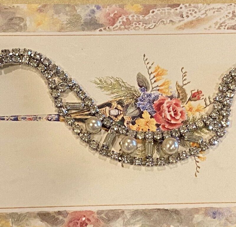 Vintage Faux Pearl and Rhinestone Bracelet