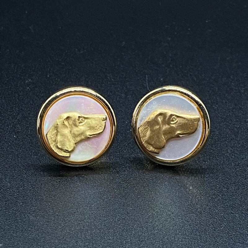 Vintage Mother of Pearl Pointer Lab or Pointer Hunting Dog Cuff Links
