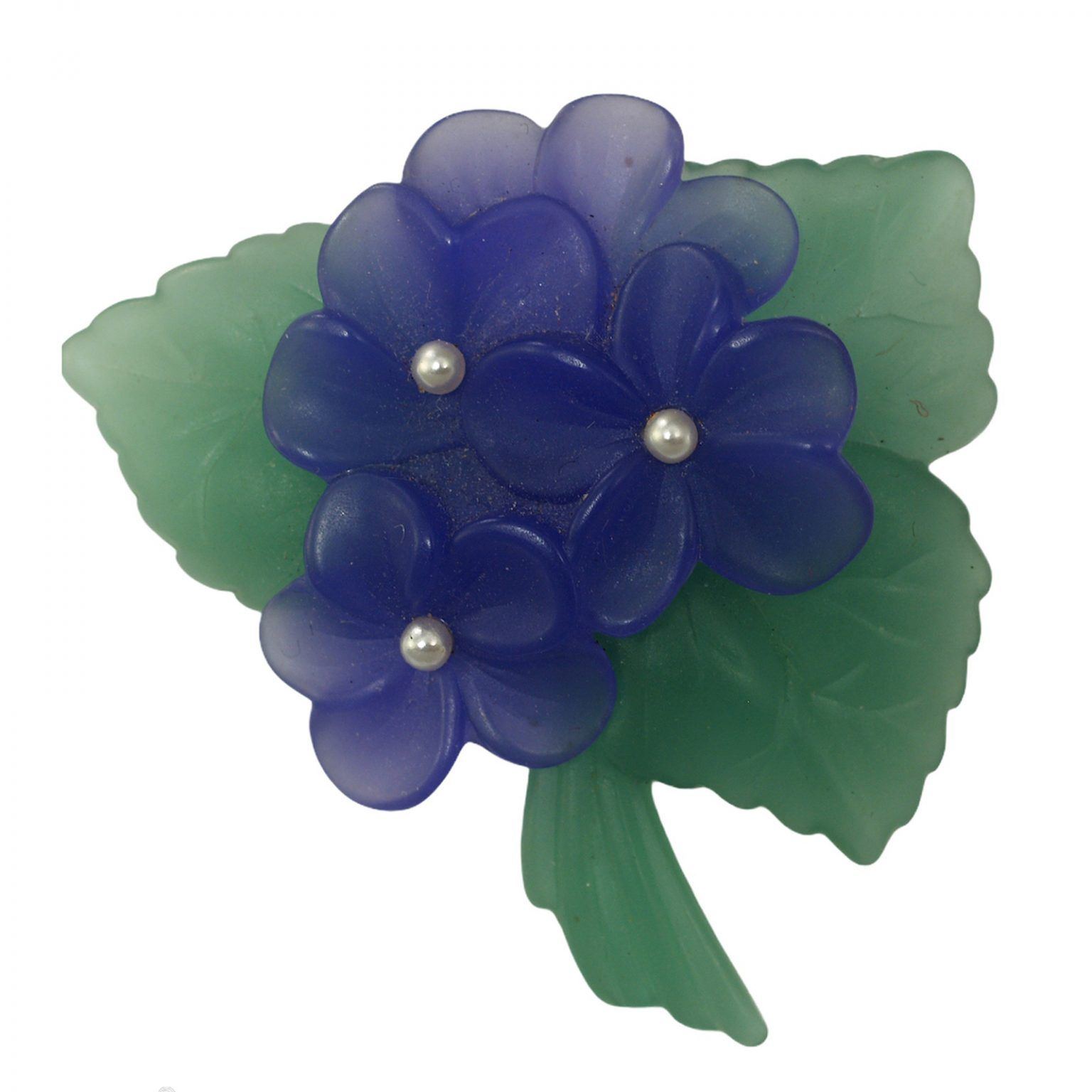 Vintage Resin Flower Pin with Faux Pearl Accents
