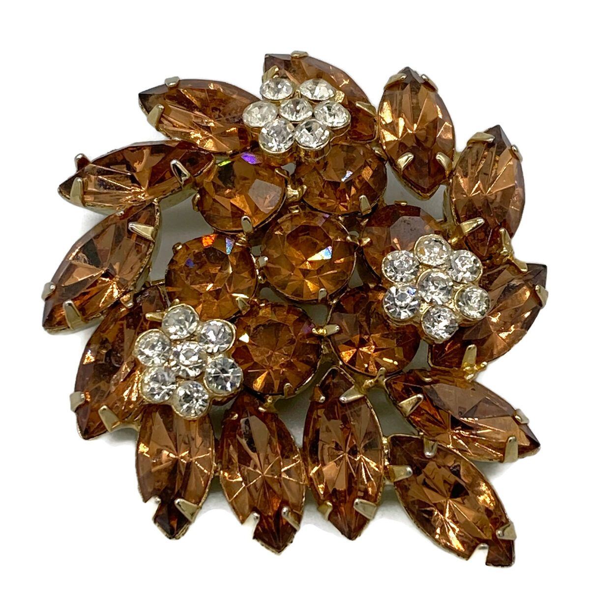 Vintage Weiss Brooch with Navettes and Chaton-Cut Florets