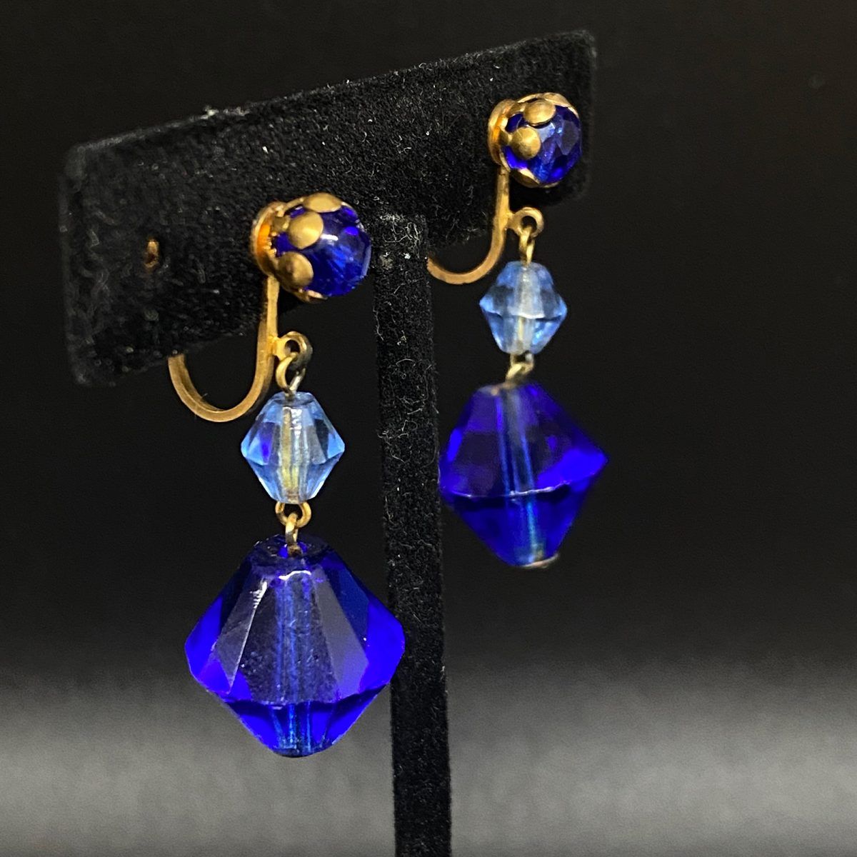 cobalt blue crystal dangle earrings