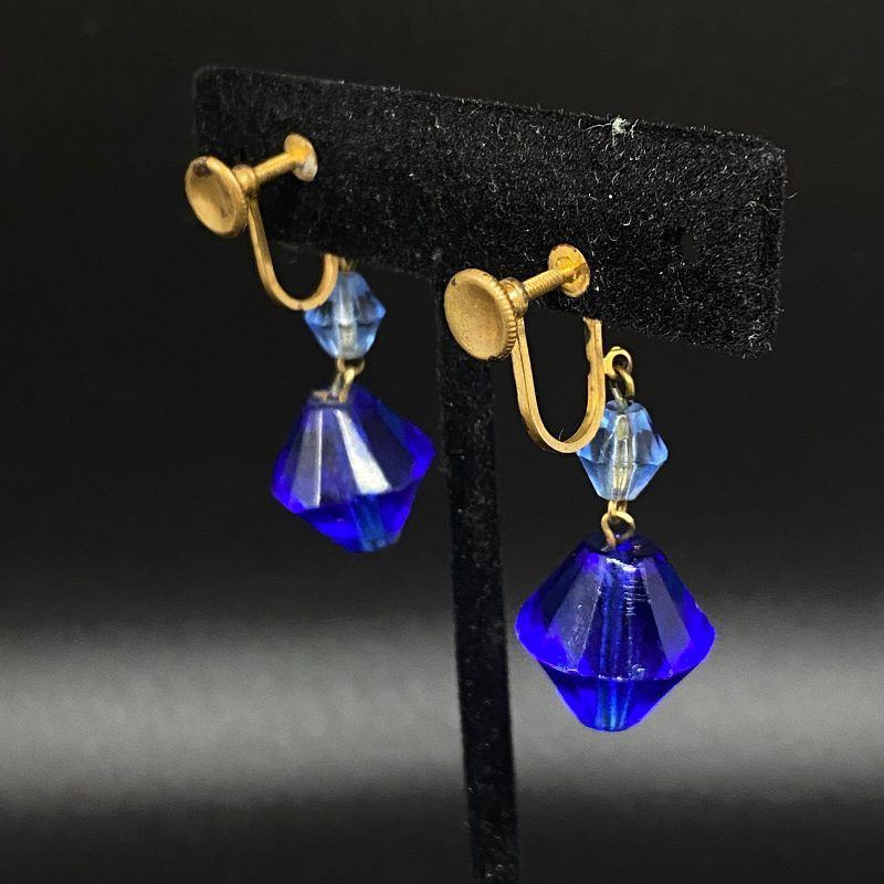 cobalt blue crystal dangle earrings