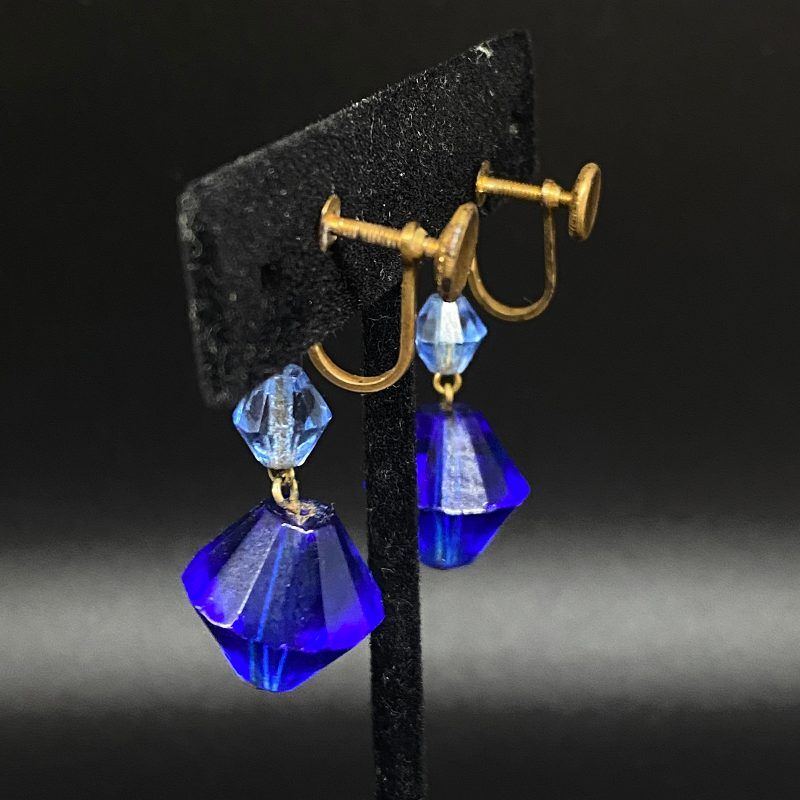 cobalt blue crystal dangle earrings