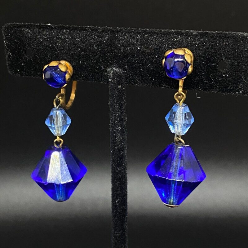 cobalt blue crystal dangle earrings