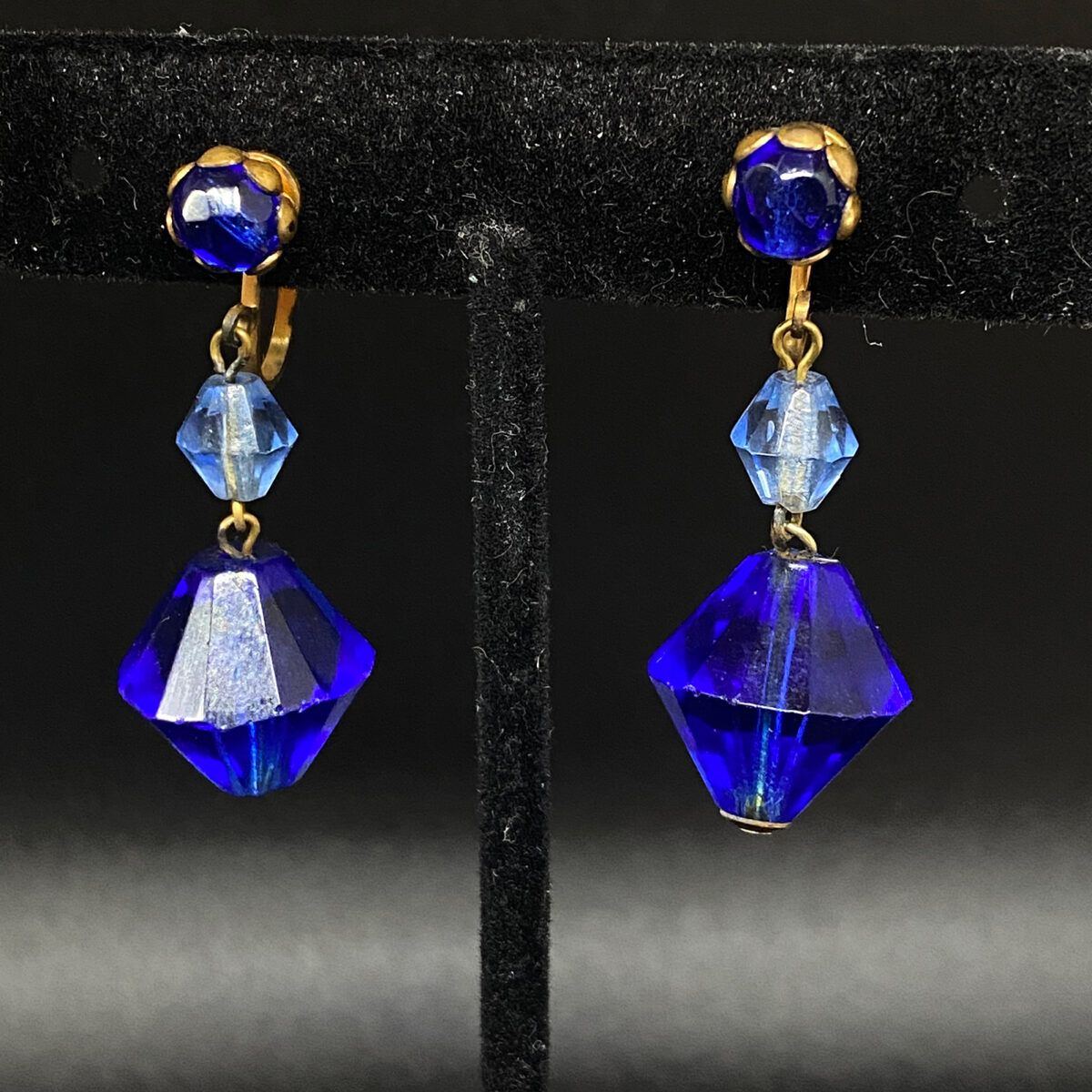 cobalt blue crystal dangle earrings