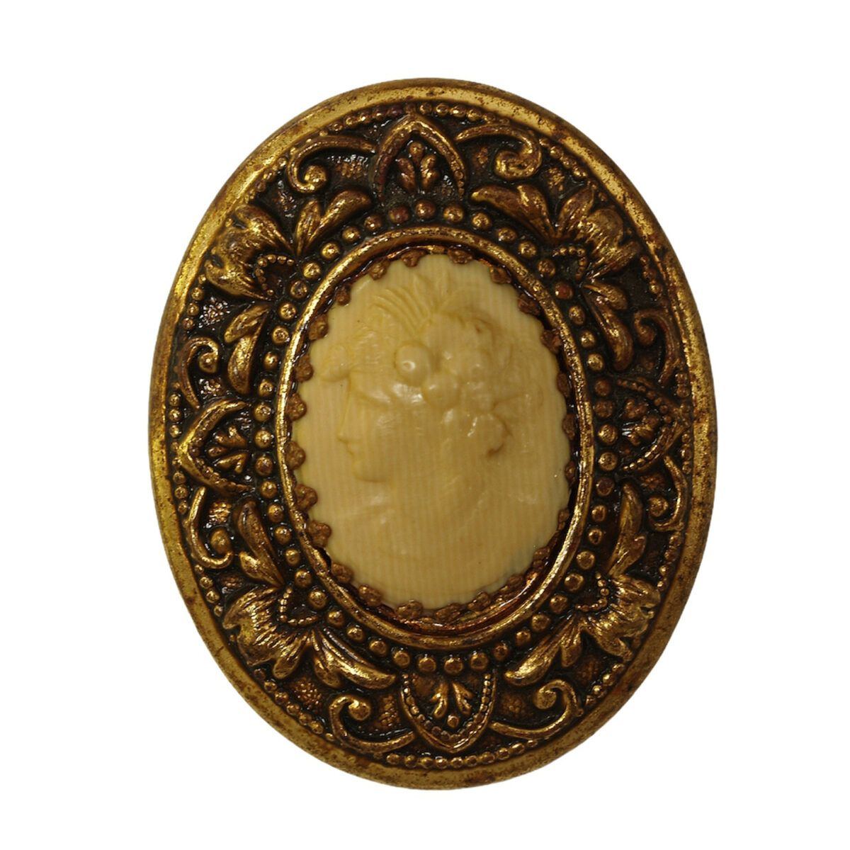 late 19th Century Early 20th Century Celluloid Faux Cameo Pin