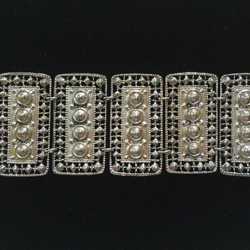 1950s Etruscan Style Open Metal Work Flexible Link Bracelet