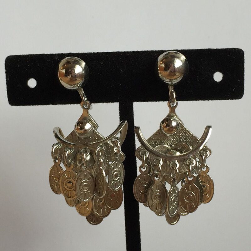 1960s Boho Bohemian Silver-tone Coin Style Dangle Earrings