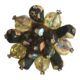 1960s Rhinestone Crystal and Art Glass Brooch