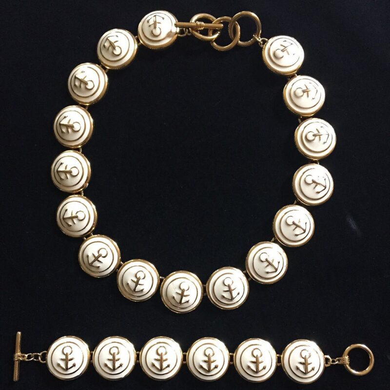 Vintage 1980s enamel anchor necklace