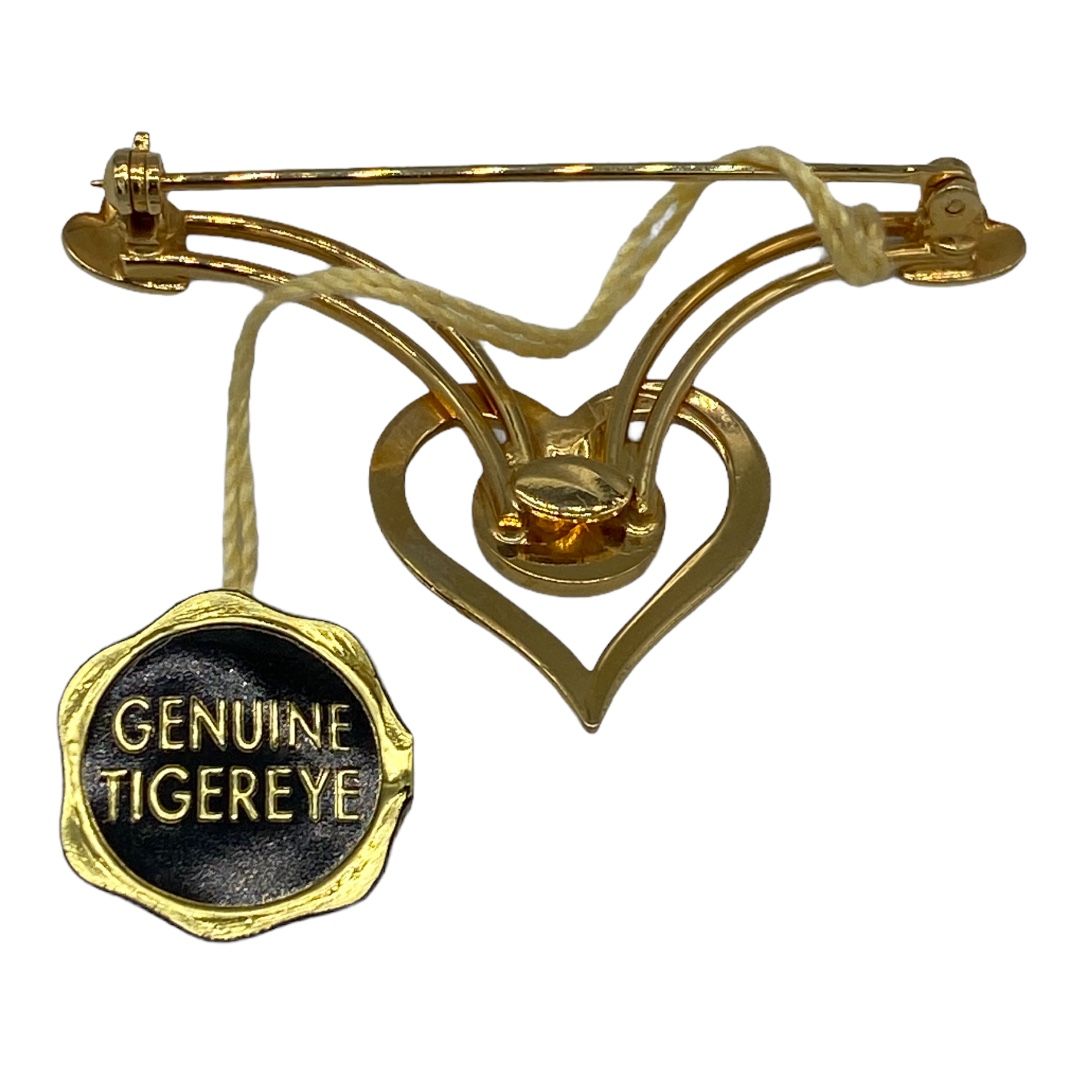 Vintage Tigereye Heart Pin