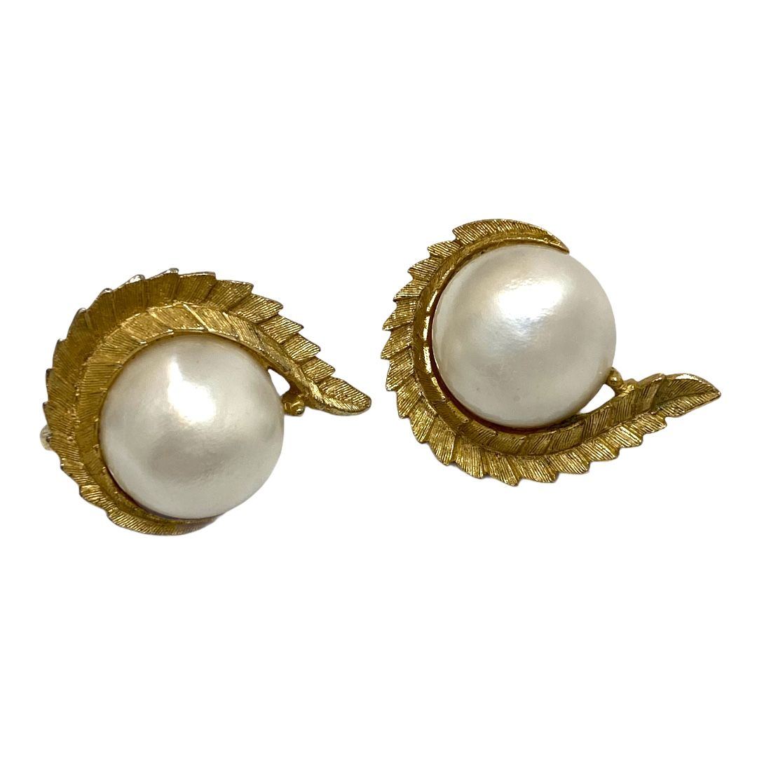 Vintage Trifari Faux Pearl Earrings