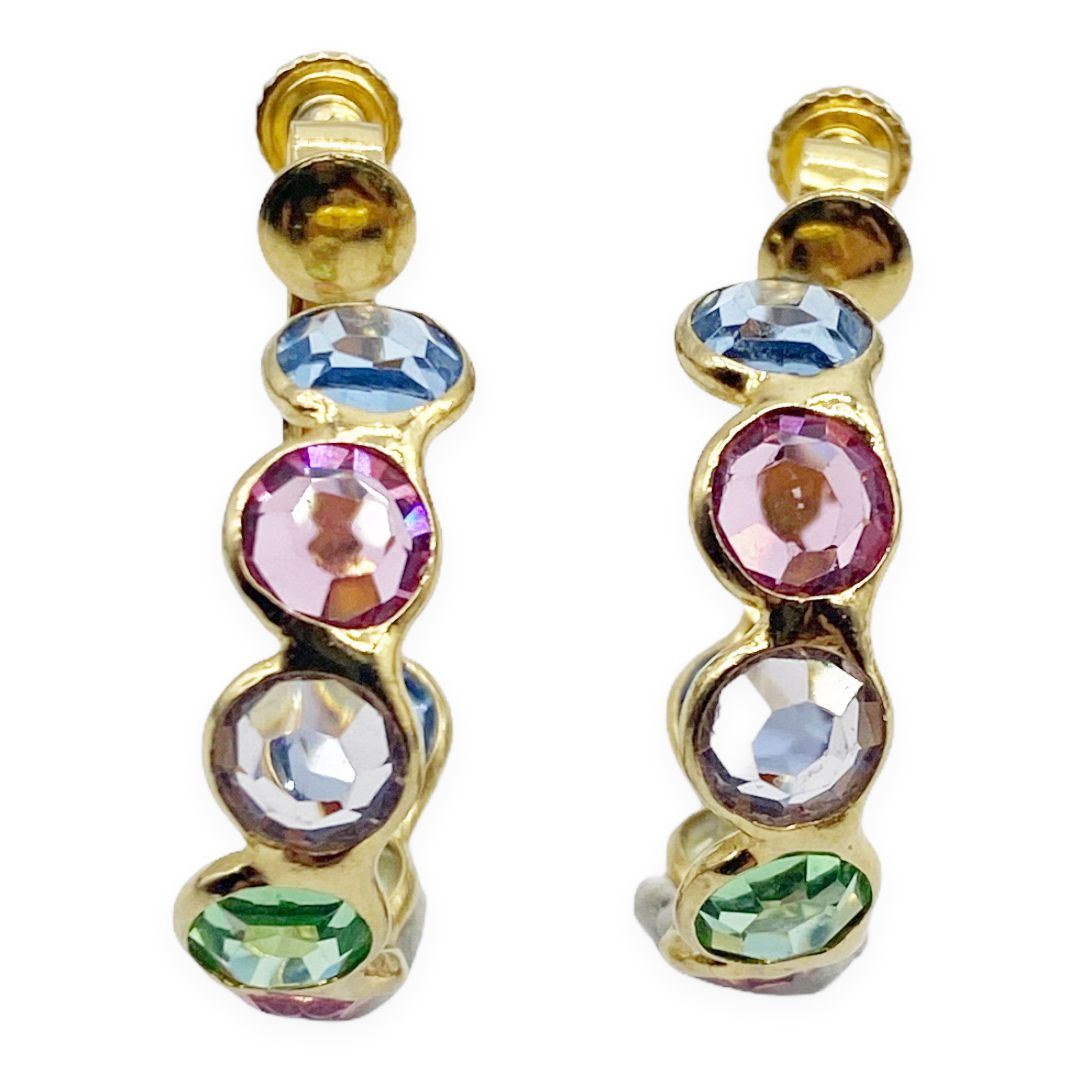 Pastel Bezel-Set Rhinestone Earrings