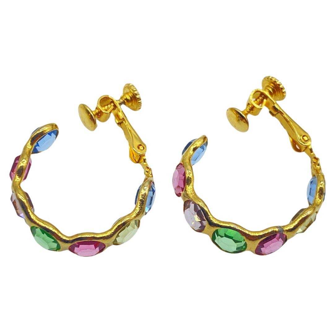 Pastel Bezel-Set Rhinestone Earrings
