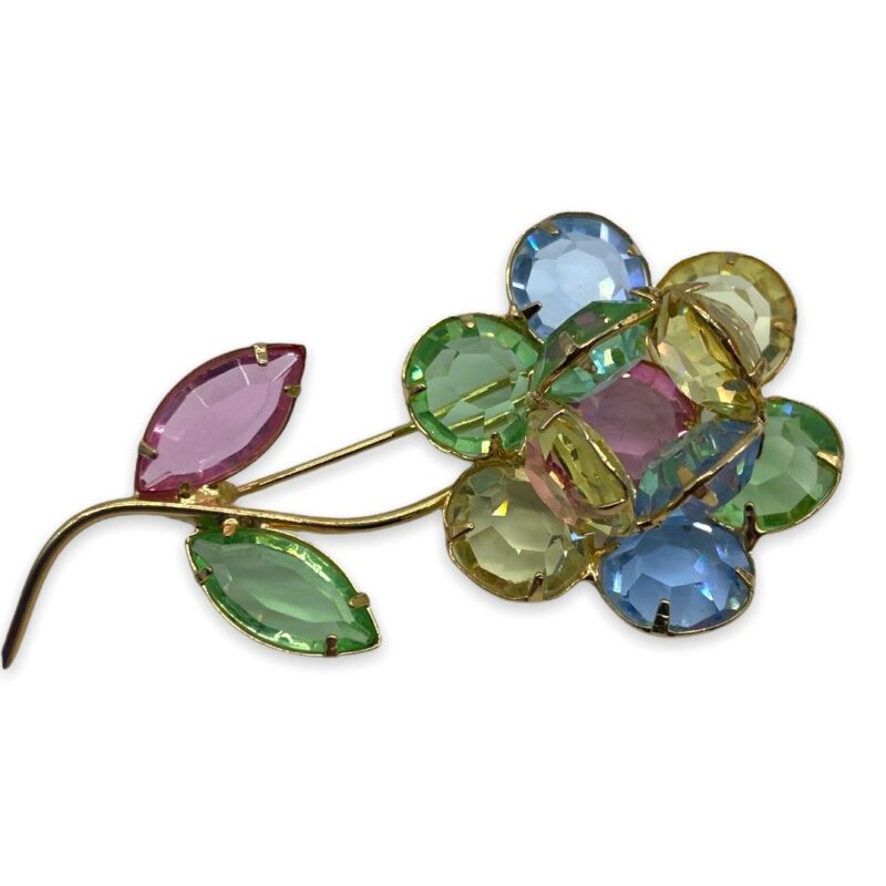 Pastel-color Bezel-Set Rhinestone Brooch