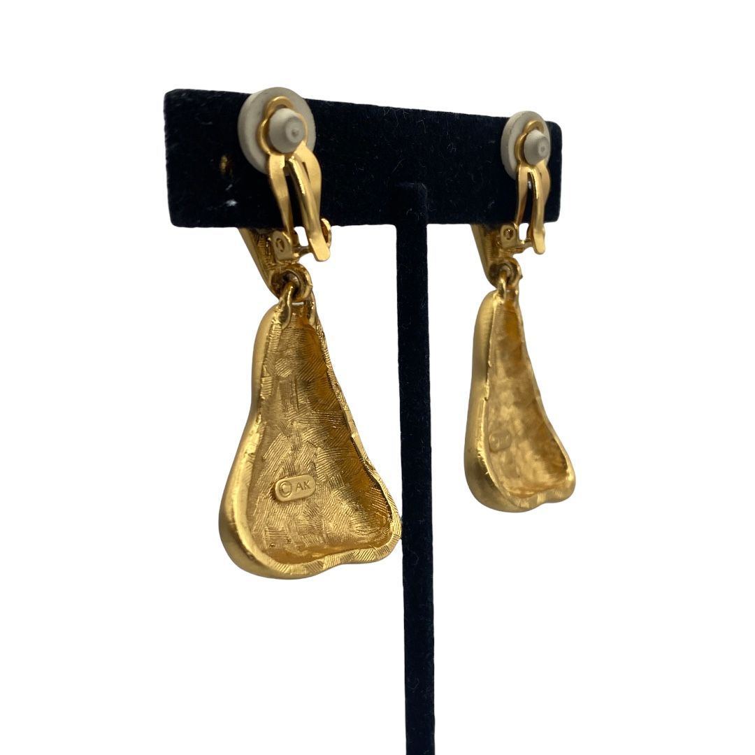 Vintage Anne Klein Matte Gold Pendant Earrings