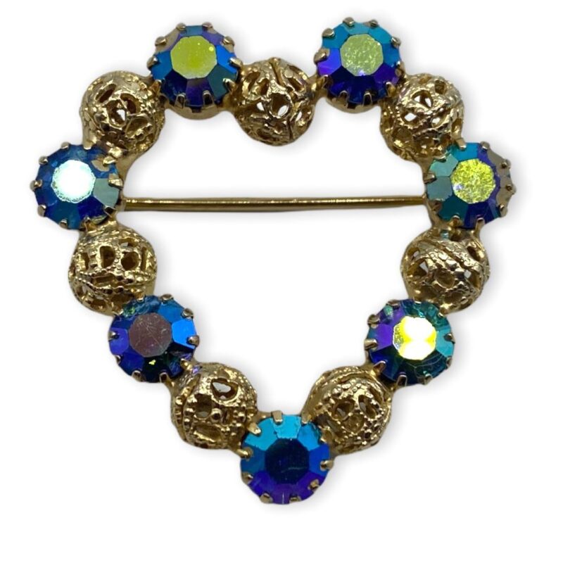 Vintage Heart Shape Rhinestone Brooch