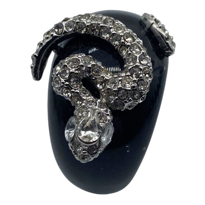 Vintage Snake Motif Black Enamel Ring