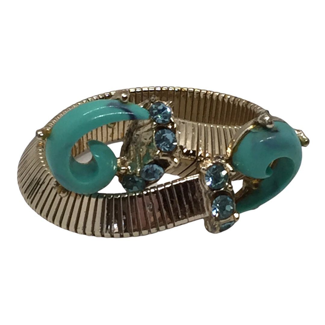 1950s Wrap Bracelet with Triangular-shaped Omega-like Chain