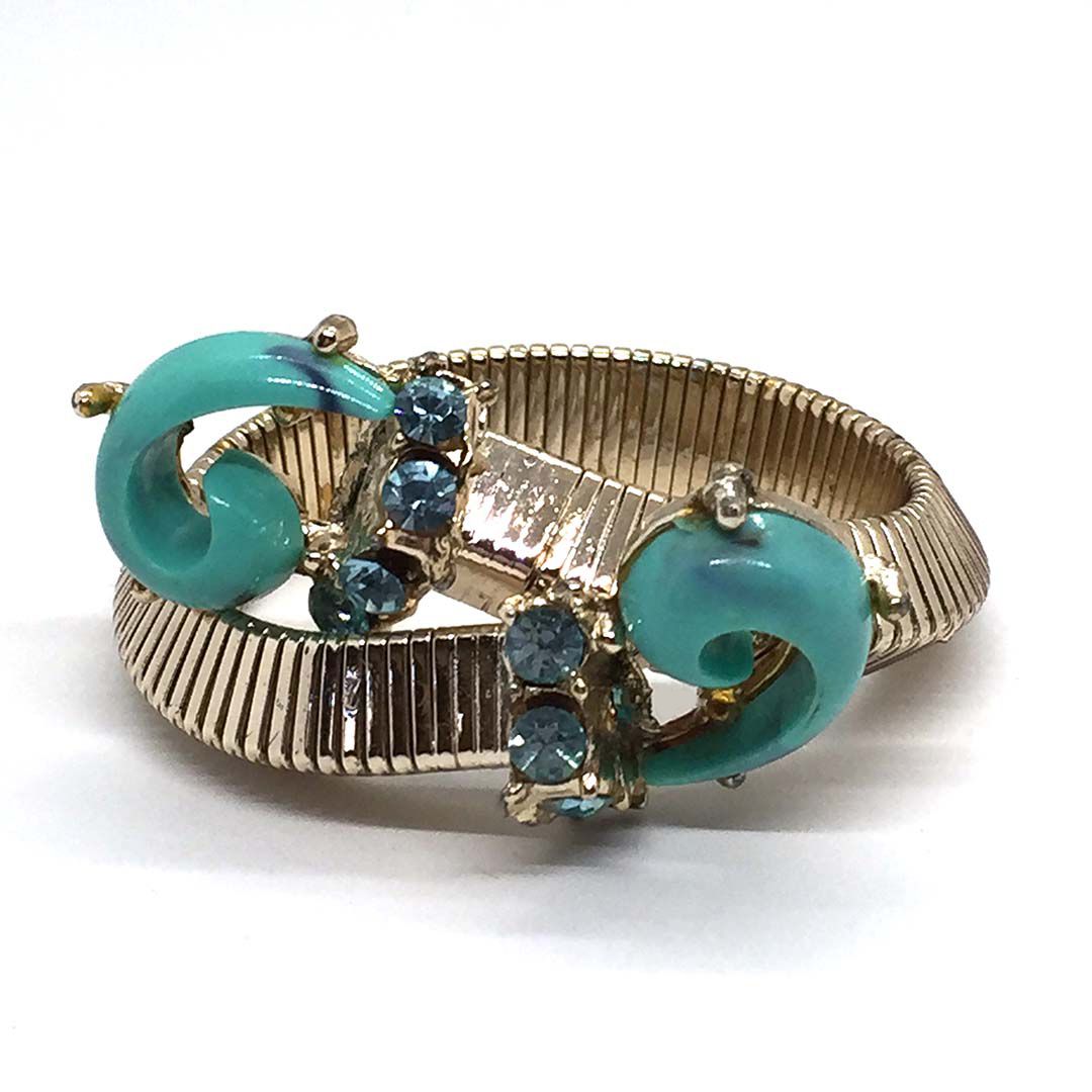 1950s Wrap Bracelet with Triangular-shaped Omega-like Chain