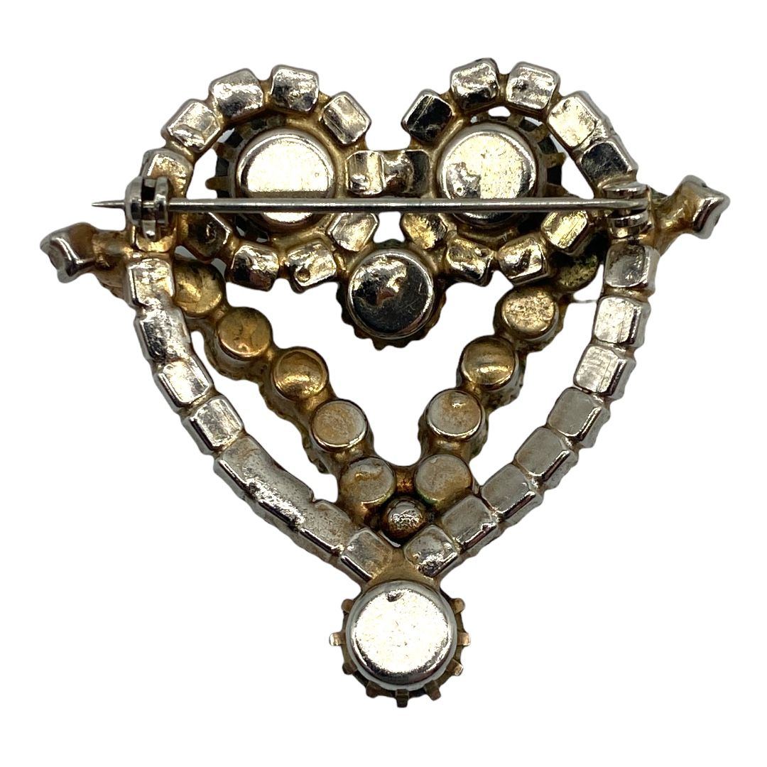 Rhinestone Heart Shape Pin with Pearl Accents