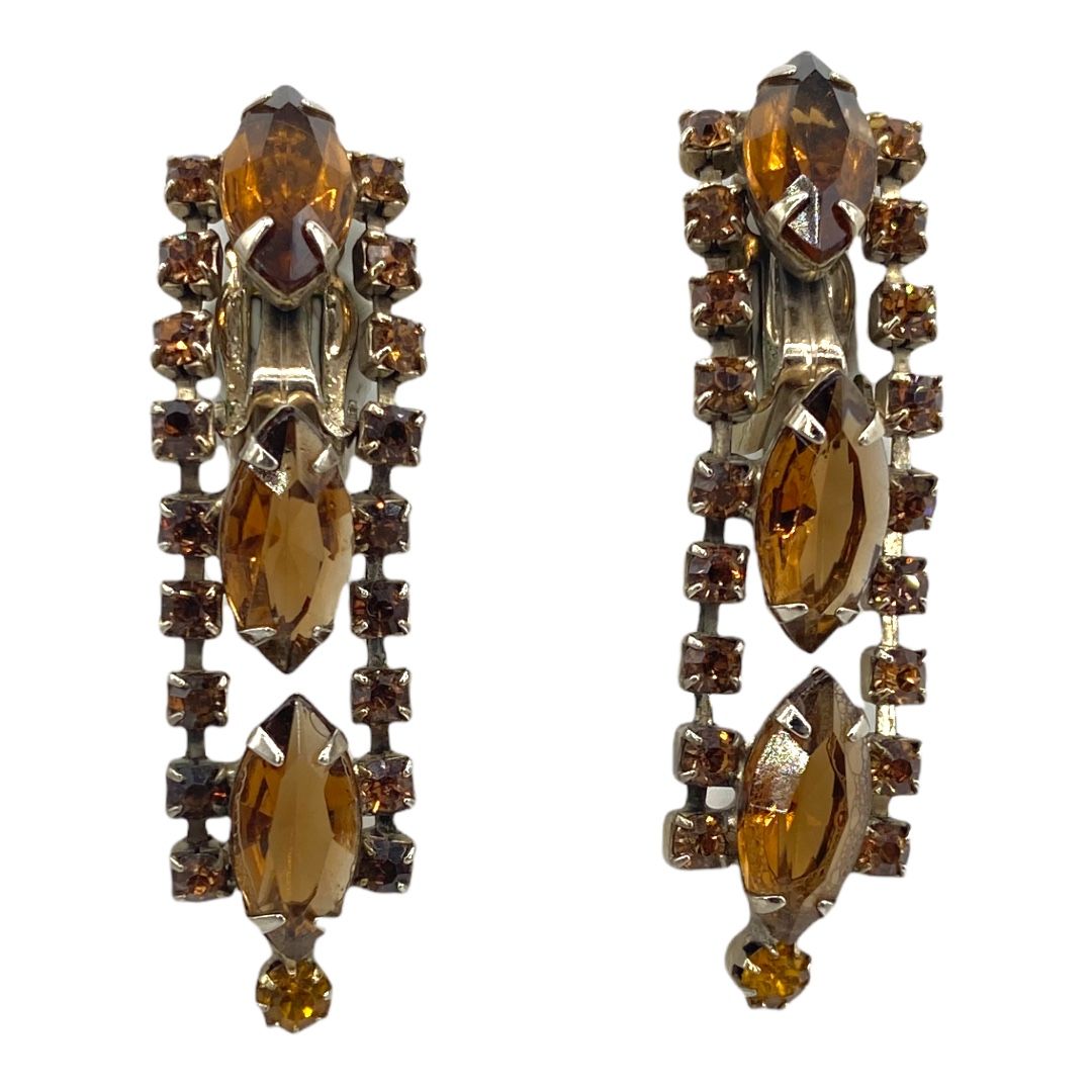 Topaz-colored Rhinestone Earrings