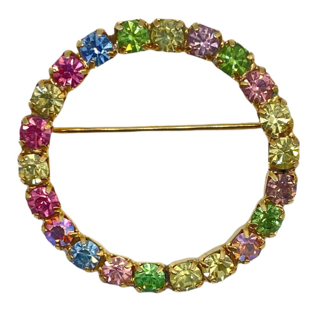 Vintage Pastel-Color Circle Pin