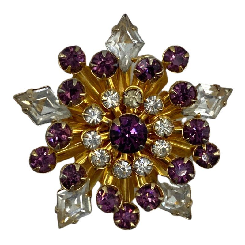 Amethyst-Colored Rhinestone Snowflake Scatter Pin