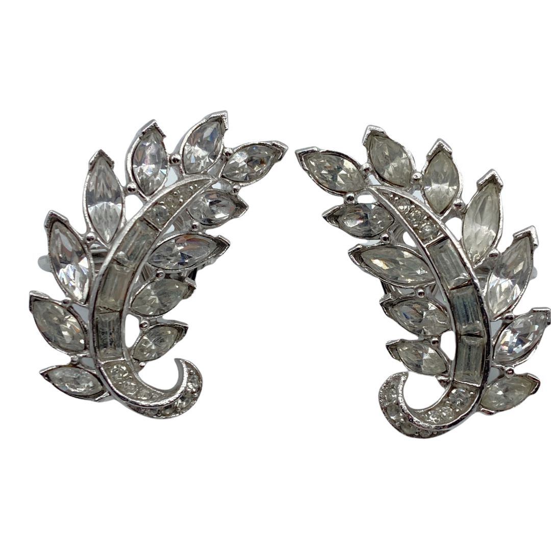 Beautiful Vintage 1950s Trifari Rhinestone Earrings Vintage