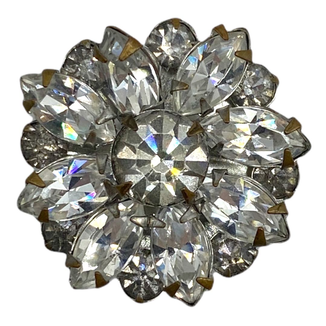 Vintage Silver-tone Floral Rhinestone Scatter Pin