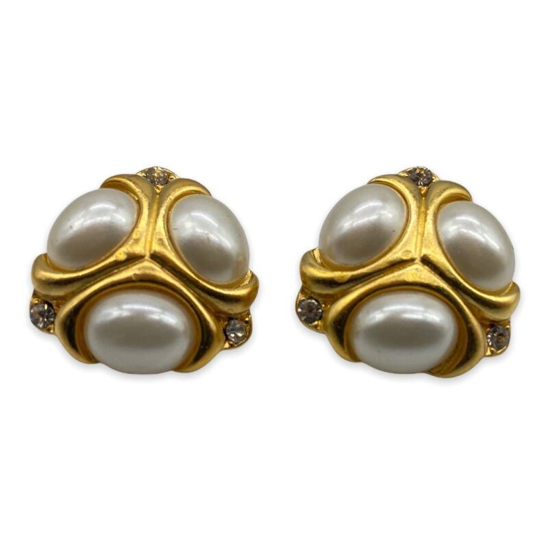 Vintage Coro Faux Pearl Button Earrings