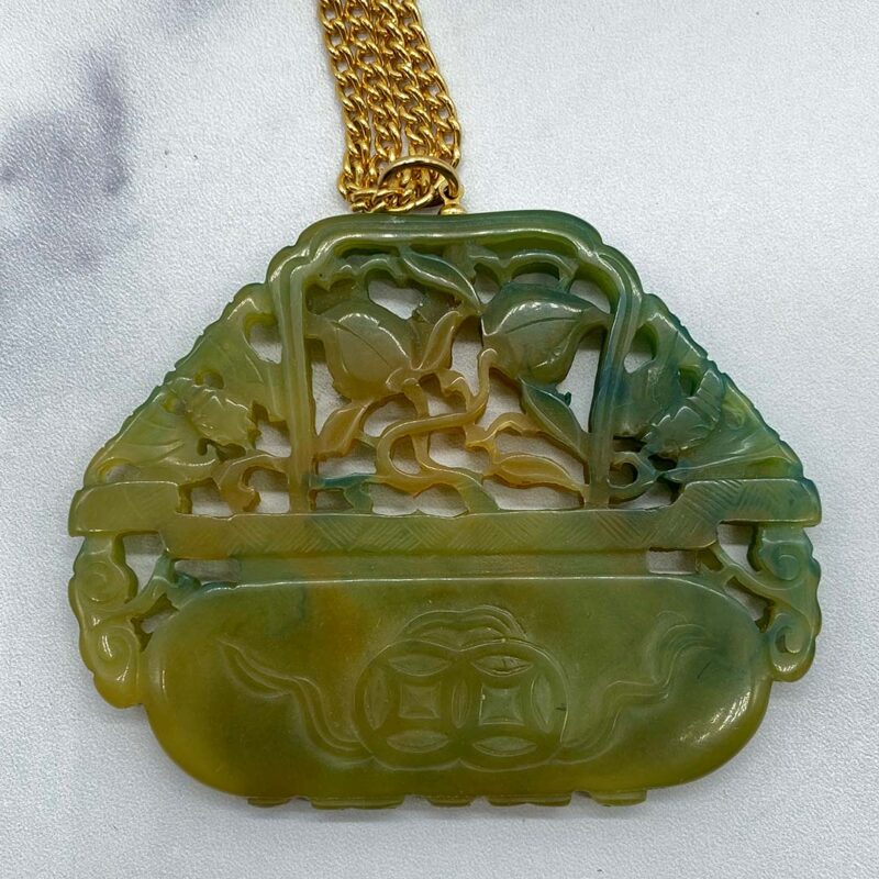 Kenneth J. Lane Faux Jade Pendant Necklace
