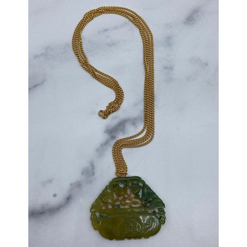 Kenneth J. Lane Faux Jade Pendant Necklace