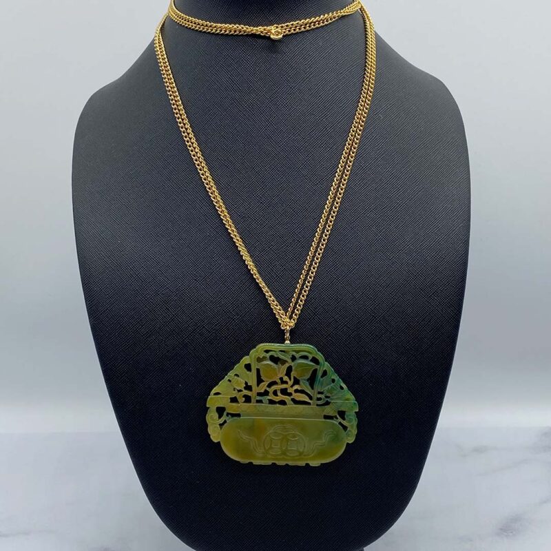 Kenneth J. Lane Faux Jade Pendant Necklace