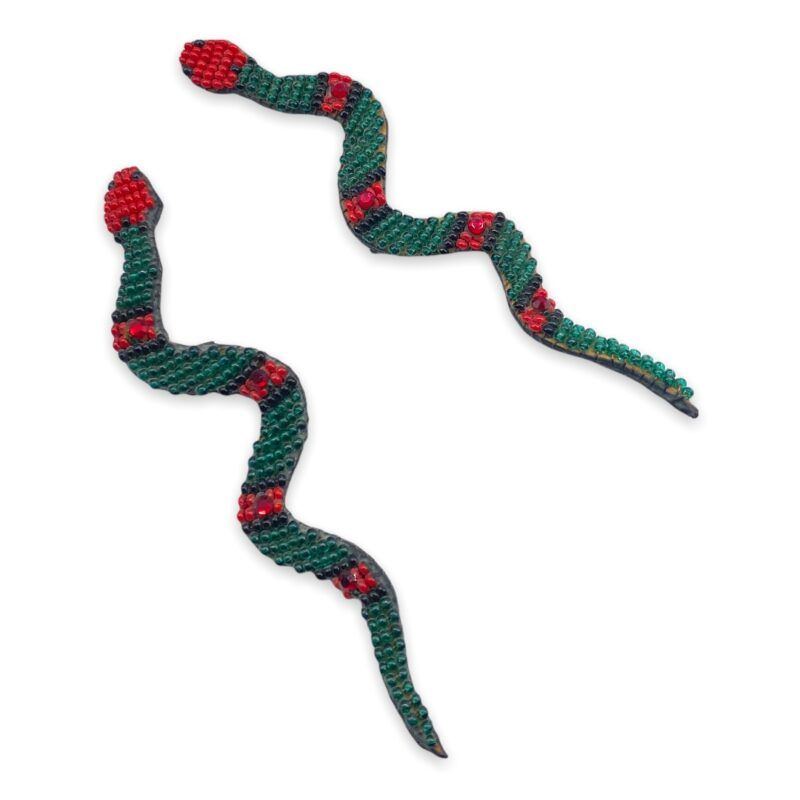 Vintage 1990s beaded snake pin by Mary B. Hetz